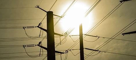 Power lines at sunset