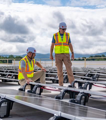 Mikey McCue reviews some of the system features with Brett Hayes following the installation