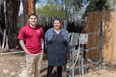 Man and woman standing outside