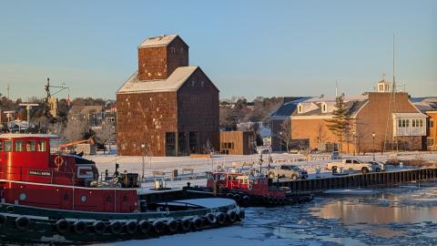 Door County Granary in snow