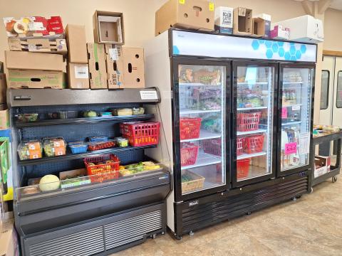 Food shelves at The BRICK food bank in Ashland