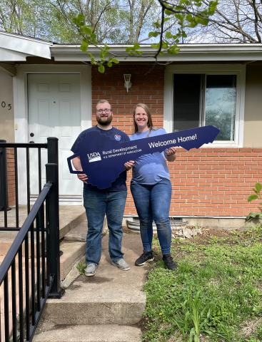 The Blondo family celebrate their new home in Peru, Nebraska.