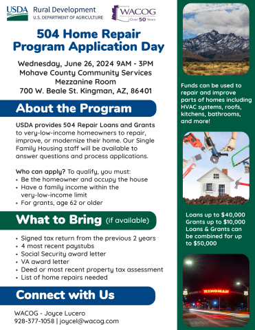 USDA Rural Development Application Day Flyer for June 26 in Mohave County Arizona