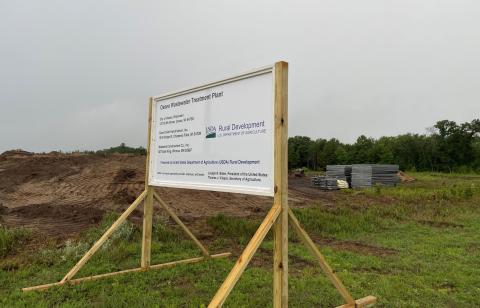 Construction Sign at the construction site of a new wastewater treatment facility in Osseo.
