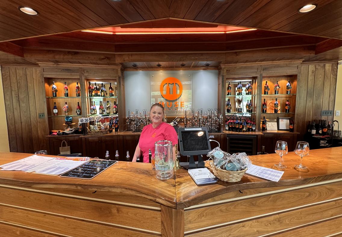 Jennifer Stacey serves up the award-winning wines at Muse Vineyards.