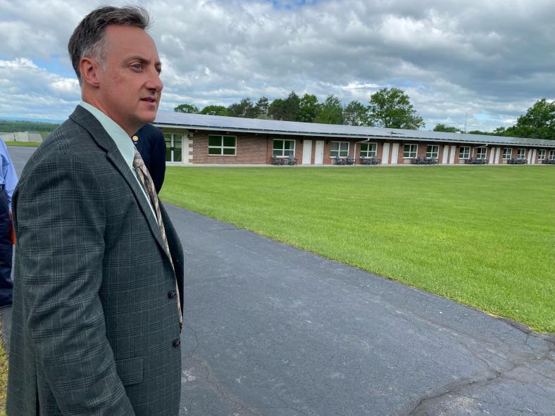 John Hochreither gives a tour of his farm and resort in Hawley, Pa., on May 28, 2024.