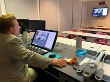 A professor at Beaufort County Community College presents a class on American History. Utilizing a $329 thousand Distance Learning and Telemedicine Grant from USDA Rural Development BCCC is able to serve its population that stretches to the Outer Banks of North Carolina.