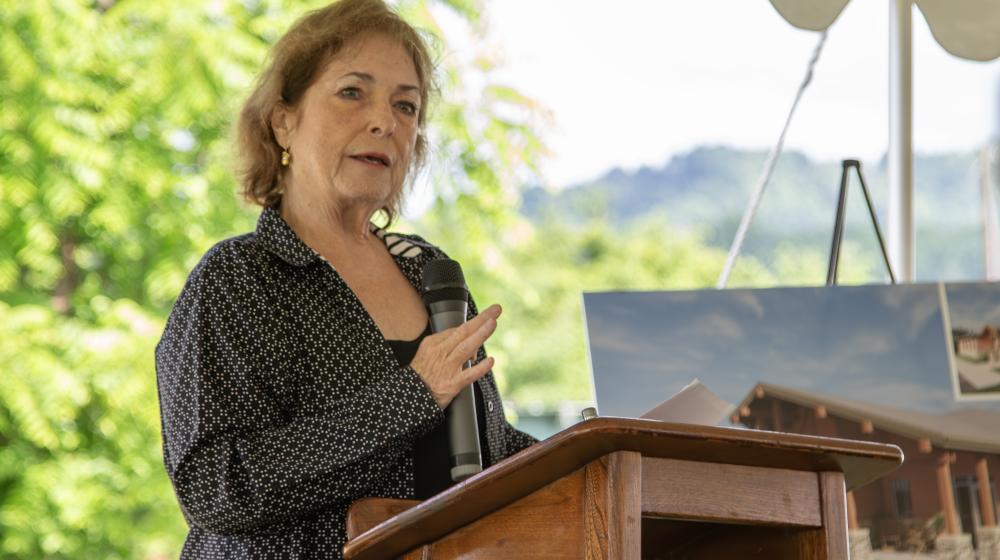 Sandy Bryant speaking at the Smyth Campus groundbreaking