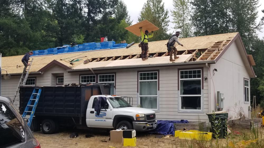 New roof that being installed through Rebuilding Together Thurston County.