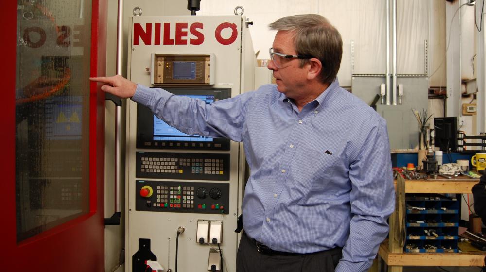 Demonstrating the Niles equipment at Atlanta Gear Works
