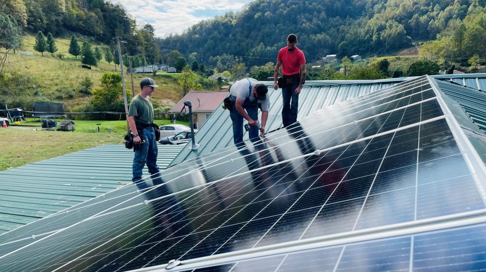 Solar panels being installed