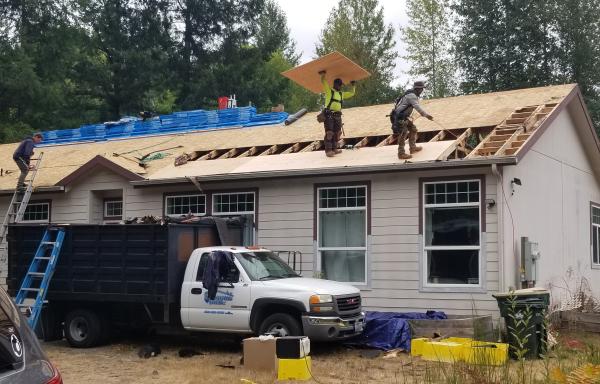 New roof that being installed through Rebuilding Together Thurston County.