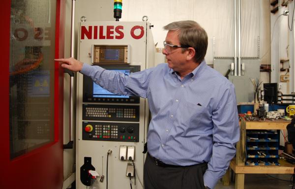 Demonstrating the Niles equipment at Atlanta Gear Works