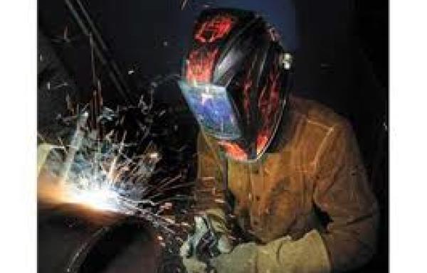 sparks fly as this welding student works