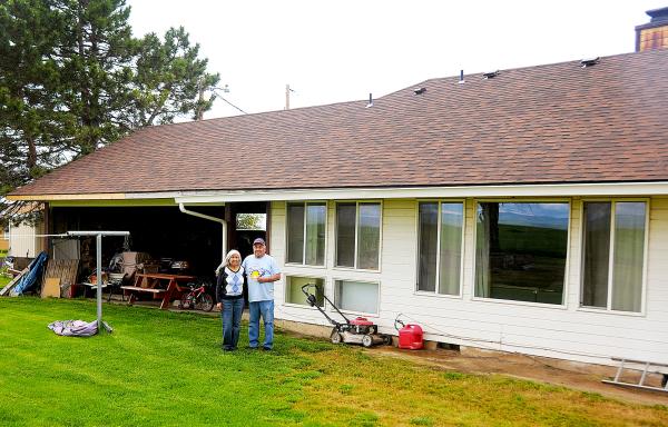 Tribal elders Mary and Abbie Van Pelt were able to have their roof re-paired with help from a USDA grant.